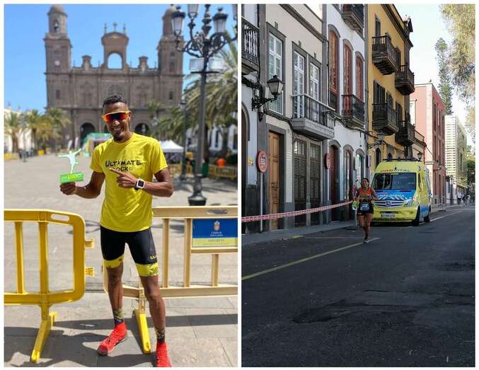 Los atletas Azman Mesand y Sandra Moreno, primero en las pruebas de distancia media y corta/T y Carlos Díaz Recio.